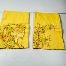 vintage utica pillowcase pair set yellow floral no iron percale blend retro usa picture