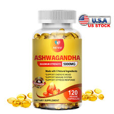 Organic Ashwagandha Capsules 5000mg 120 Capsules with Black Pepper Root Powder picture