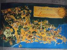 OLD ORIGINAL TOURIST MAP OF LOUISIANA 21 X 32.75 M. W. ANDRY MID-CENTURY  1948 picture