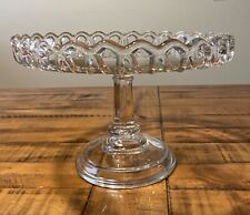 Vintage Glass Pedestal Cake Plate Stand Glass Compote 10 3/4