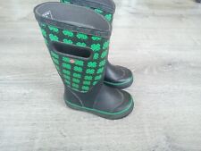 Bogs Bloom Little Kids Rain Boots Black & Green 4 Leaf Clovers Size 10 Lucky picture