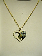 Vintage Cloisonne Heart  Enamel Pendant Necklace 