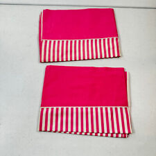 vintage jcpenney pillowcase pair pink stripes 100% cotton percale retro mcm picture