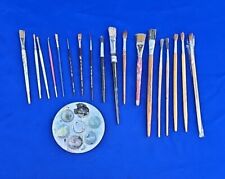 Vintage Lot 18 Assorted Artist Paint Brushes Grumbacher Paramount Marx Royal picture