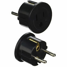 2 X US USA To EU Euro Europe Power Jack Wall Plug Converter Travel Adapter Black picture