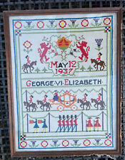 Pre WW2 England 1937 Coronation George VI Elisabeth Framed Sampler 17
