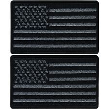 Black & Gray USA Flag Patches (2-Pack) American Embroidered Iron On Appliques picture