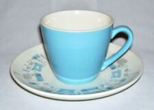 ROYAL CHINA ~ Vintage MCM Atomic 2-Pc 7 Oz.FLAT CUP & SAUCER (Blue Heaven) ~ USA picture