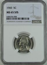 1960 JEFFERSON NICKEL NGC MS65  5FS A BEAUTIFUL HIGH GRADE FULL STEP NICKEL  008 picture