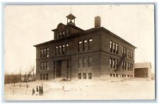 Glenwood Minnesota MN Postcard RPPC Photo School Building Children Scene c1910's picture