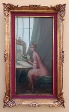 ANTIQUE PAINTING OIL ON CANVAS ANONYMOUS AUTHOR WITH FRAME IN GOLDEN LEAF NICE picture