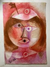 Paul Klee Drawing on paper (Handmade) signed and stamped mixed media vtg art picture