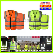Safety Vest with High Visibility Reflective Stripes 5 Pockets 2 Colors Security picture