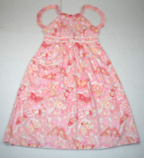 Lilly Pulitzer Dress VTG 60s 70s Pink Pleated Straps Butterflies and Pocket XS/S picture