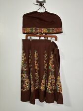 Vintage 1970’s Wrap Skirt & Halter Top Set Size S-L Brown Boho Batik picture