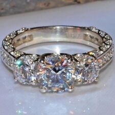2.18 CT Round Cut White Moissanite Brilliant Engagement Ring 14k White Gold picture