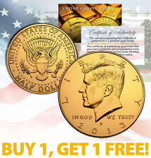 24K GOLD PLATED 2013 JFK Kennedy Half Dollar Coin w/Capsule * BUY 1 GET 1 * BOGO picture