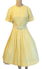 Vintage 50s 60s Yellow Fit Flare Rockabilly Belted Day Dress Lorch Dallas size S picture