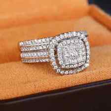 4Ct Round Lab-Created Diamond Bridal Engagement Ring Set 14K White Gold Plated picture