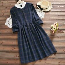 Loose Preppy Style Plaid Stand Collar Harajuku Oversize Vintage Slim Dress New picture