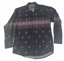 Wrangler Western Shirt Mens Size XL Pearl Snap Geometric Pattern Vintage picture