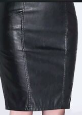 Byrnes &Baker Vintage Womens Black Midi Leather Skirt Size 8 Genuine Leather picture