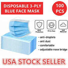 100 Disposable Face Masks - 3 Ply Non-Medical Protective Mouth Cover Respirator picture