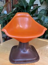 Vintage Mid Century SWIVIT Child's Orange Chair Moulded Plastic Swivel Modern picture