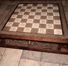 Vintage Wood And Polystone Resin Mexico Mexican Cowboy Chess Board (20