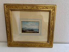 Antique 1880 French Paul Pascal Signed Watercolor Painting Boat Seaside Figures picture