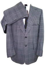 Vintage Griffon Clothes Wool Blue Plaids Two Piece Mens Suit 34x29 40 R USA picture