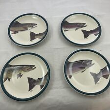 Angler's Expressions Trout Salad Dessert  Plates Set of 4 7 1/2