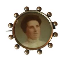 Antique Victorian 1890s Mourning Portrait Brooch Pin picture