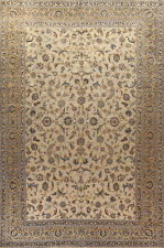 Vintage Ivory Wool Handmade Floral Kashaan Palace size Rug 11x16 Living Room Rug picture