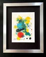 JOAN MIRO 1964 BEAUTIFUL SIGNED PRINT+  MOUNTED & FRAMED IN A NEW SILVER 14X11 picture