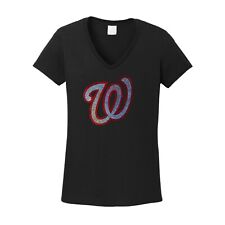 Women's  Washington Nationals spangle t shirt faux rhinestone lots of sparkle picture