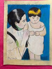 Mary Cassat Drawing on paper (Handmade) signed and stamped vtg picture