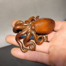 Vintage Wooden Octopus Statue Carving Wood Carved Figure Decor Children Gift Art picture