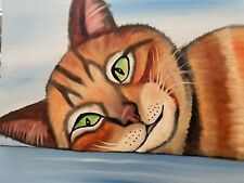 Original oil painting signed 11 x 14 Orange Tabby Cat picture