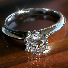 1.50 Carat Round Cut Moissanite Solitaire Engagement Ring Solid 14k White Gold picture