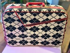 So VINTAGE and Super RETRO Traveling case Black, white pattern with RED accents picture