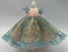 Vintage Muffie Doll Dress Pink Blue Gold Embroidered Lace Nancy Ann picture