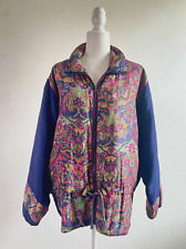 Vintage ROBERT STOCK  80’s Multicolor Geo Print 100% Silk Jacket Size Large picture