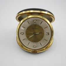 Vintage German Seth Thomas Round Wind-Up Travel Alarm Clock W/Black Case picture