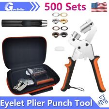 Grommet Hand Press Kit Handheld Hole Punch Pliers 500Set 10.5mm Grommets Eyelets picture
