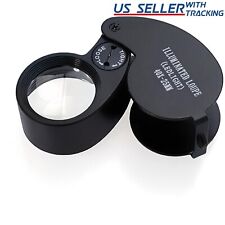 40X Magnifying Loupe Jewelry Eye Glass Magnifier LED Light Jewelers Loop Pocket picture