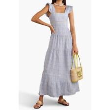 Lug Von Siga Size 40 US 8 Sybill Blue Floral Linen Sleeveless Maxi Dress picture