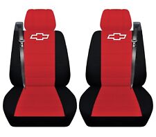 Truck Seat Covers Fits 2003-2007 Chevy Silverado Black Red Semi Custom Front set picture