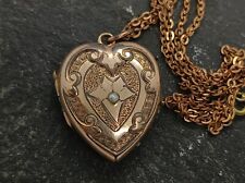 Antique Original Victorian Period 1890s Rolled Gold Locket Pendant Heart  picture