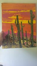 California Desert Painting on Canvas Paul Blaine Henrie BAJA EVENING 1969 Signed picture